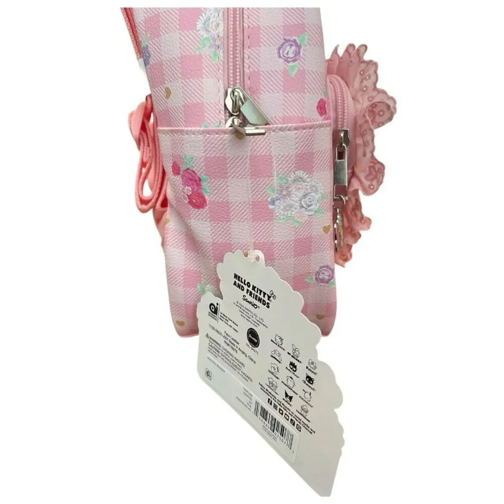 Hello Kitty And My Melody Ruffle Heart Backpack Pink Gingham Little Girls NWT